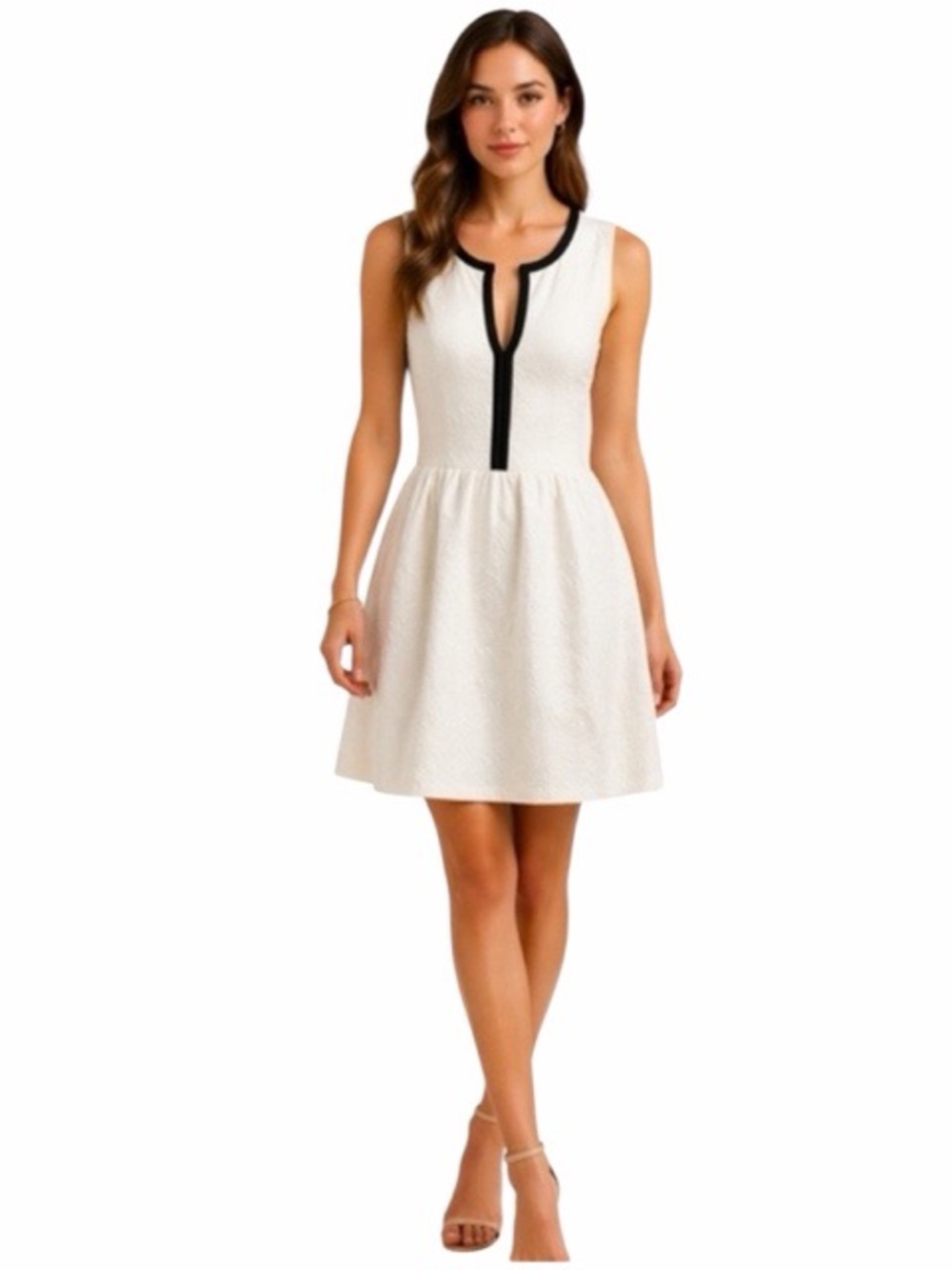 Everly ivory jacquard fit‎ and flare dress